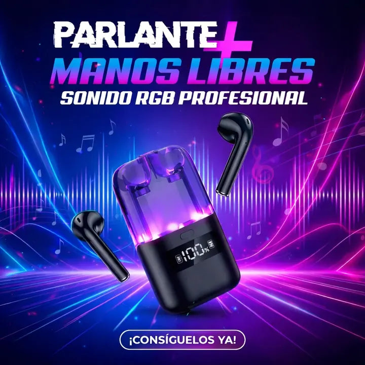 Parlante + AirPods RGB Profesional