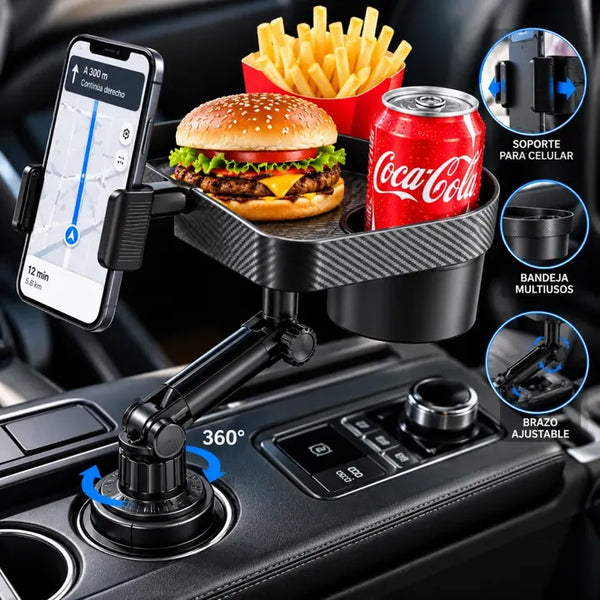 Soporte para Carro Vaso Bandeja y Celular