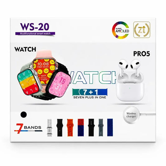 Smartwatch 7 correas + audífonos Bluetooth